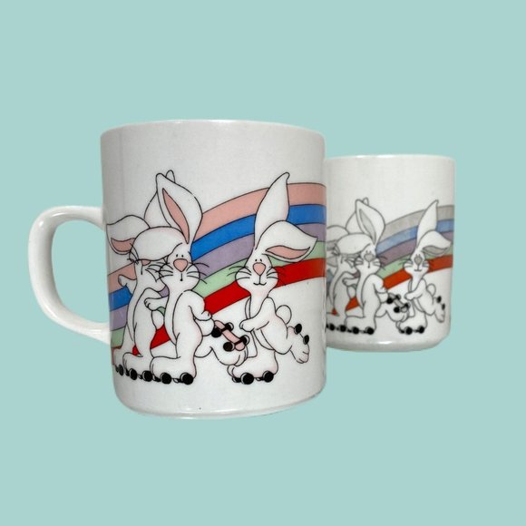 Unknown/NA Other - Vintage Roller Skating Rabbits Mug Set | SET OF 2